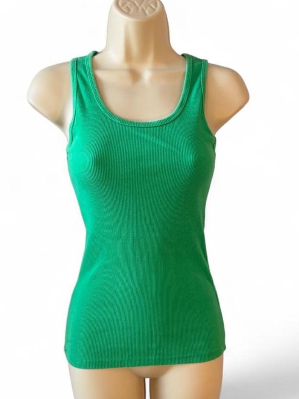 Green ribbed tank top with...